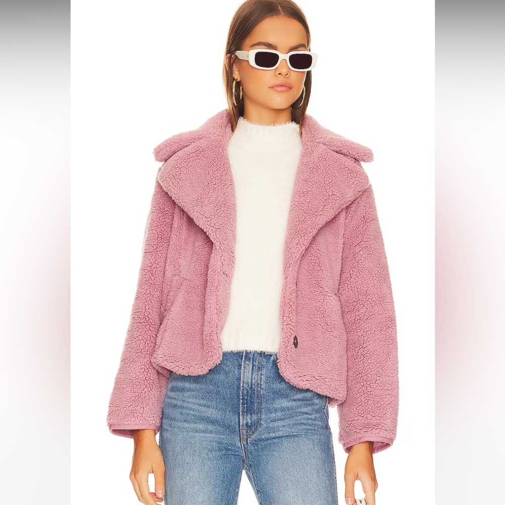 NWT soft faux fur rose jacket free people